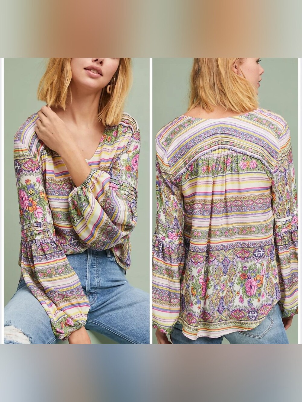 Maeve Anthropologie Ceresco Peasant Top Medium NWT